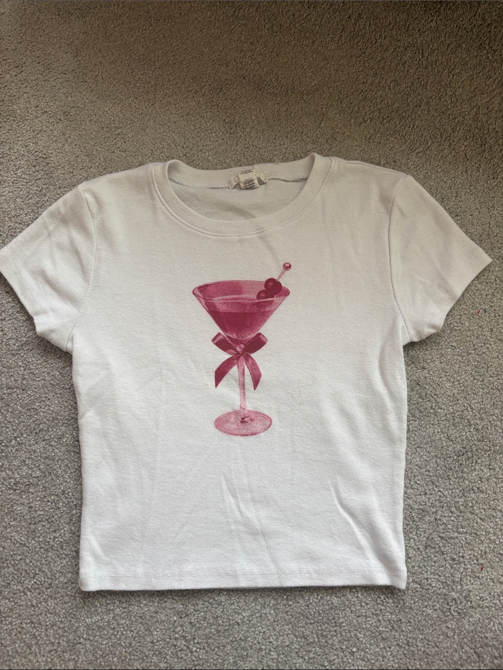 Full Tilt White Short Sleeve Tee with Pink Cocktail Graphic